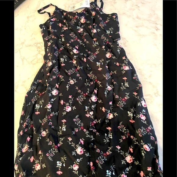 ABERCROMBIE & Fitch Black Floral Summer Dress 7/8 NWT - Picture 2 of 8